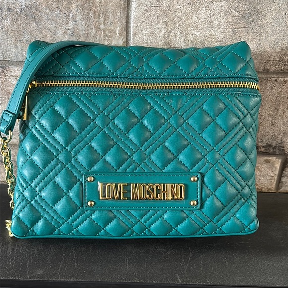 Love Moschino Handbags - NWT Love Moschino Teal Quilted Women's Bag